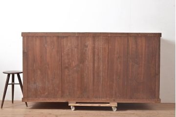 和製アンティーク　和モダンな空間づくりに活躍する、ヒノキ材製の収納箪笥(水屋箪笥、サイドボード)(R-047309)