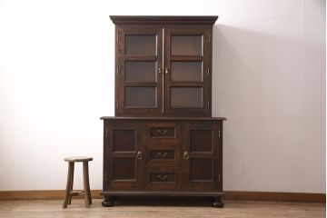 松本民芸家具・310型食器棚　希少なヴィンテージ品!深みを増した色合いが美しい食器棚(収納棚、キャビネット、ビンテージ)(R-047325)