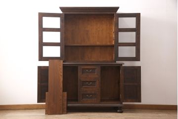 松本民芸家具・310型食器棚　希少なヴィンテージ品!深みを増した色合いが美しい食器棚(収納棚、キャビネット、ビンテージ)(R-047325)