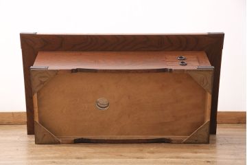中古　民芸家具　美しい杢目の流れが堪能できる木製長火鉢(関西火鉢、囲炉裏、座卓)(R-047328)