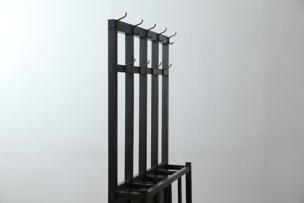 和製アンティーク　昭和初期　玄関の整理整頓や身支度に便利な傘立て&コートハンガー　(R-047329)