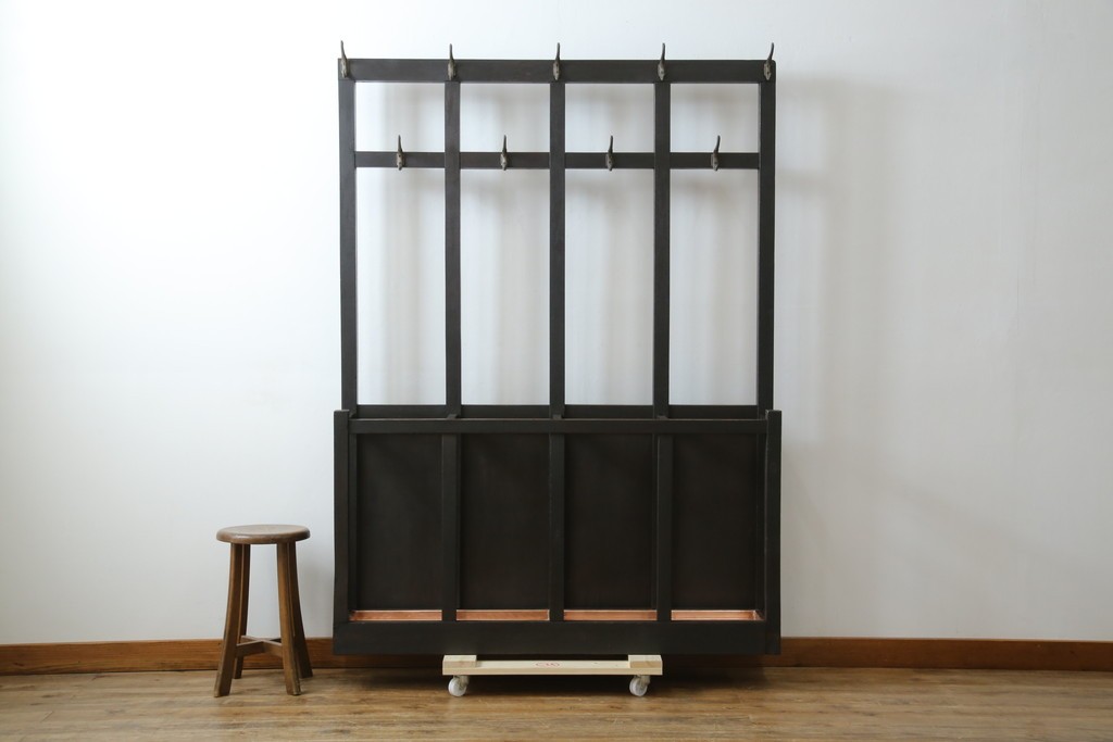 和製アンティーク　昭和初期　玄関の整理整頓や身支度に便利な傘立て&コートハンガー　(R-047329)