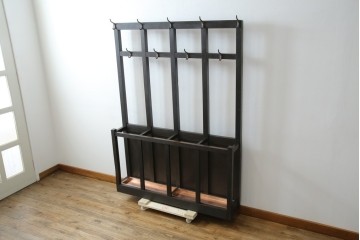 和製アンティーク　昭和初期　玄関の整理整頓や身支度に便利な傘立て&コートハンガー　(R-047329)