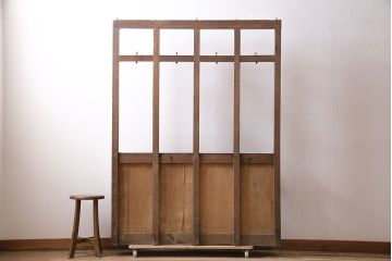 和製アンティーク　昭和初期　玄関の整理整頓や身支度に便利な傘立て&コートハンガー(カサ立て、スタンド、ハンガーフック)(R-047329)