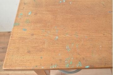 和製アンティーク　栓材製　ノスタルジックな雰囲気漂う書斎づくりにおすすめな片袖机(ワークデスク、在宅ワーク、在宅用、片袖デスク)(R-047344)