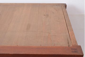 美品　アンティーク家具　ケヤキ材の木目が美しい漆塗り帳場箪笥(戸棚、収納棚、キャビネット)(R-047345)