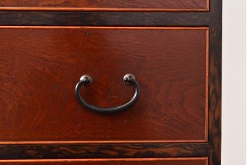 アンティーク　極美品　前面(黒柿孔雀杢・ケヤキ玉杢)　中(桐)　側面(楠木)　漆塗り　群馬県の織物問屋から出てきました!!最高級のリビングボード(収納箪笥、整理箪笥、テレビ台、ローチェスト)(R-047348)