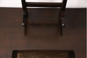 中古　松本民芸家具　西洋アンティークのような雰囲気を感じさせる、丸型一面鏡のドレッサー(鏡台、ミラー)(定価約34万円)(R-047355)