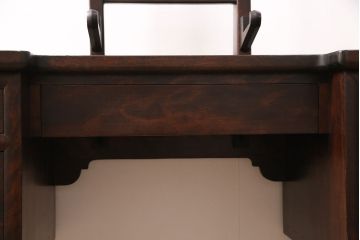 中古　松本民芸家具　西洋アンティークのような雰囲気を感じさせる、丸型一面鏡のドレッサー(鏡台、ミラー)(定価約34万円)(R-047355)