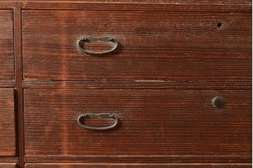 和製アンティーク　使い込まれた木肌が味わい深い前面桐材製の箪笥ローボード(引き出し、チェスト、テレビ台)(R-047360)