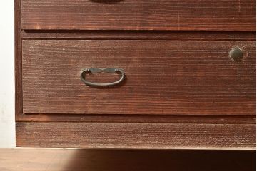 和製アンティーク　使い込まれた木肌が味わい深い前面桐材製の箪笥ローボード(引き出し、チェスト、テレビ台)(R-047360)