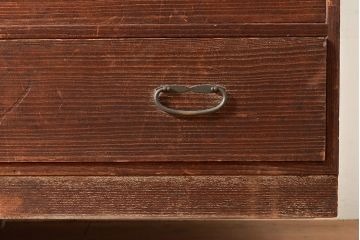 和製アンティーク　使い込まれた木肌が味わい深い前面桐材製の箪笥ローボード(引き出し、チェスト、テレビ台)(R-047360)