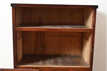 和製アンティーク　上質な空間づくりにおすすめ!前面にヒノキ材とケヤキ材を使った高級感漂う戸棚(収納棚、キャビネット)(R-047369)