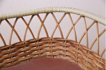 アンティーク雑貨　昭和中期　Tanimoto　レトロな佇まいが可愛らしいベビースケール(赤ちゃん体重計、ベビー秤、籠付き、バスケット)(R-047380)