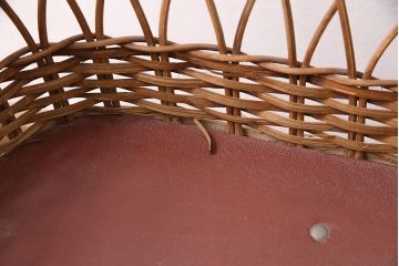 アンティーク雑貨　昭和中期　Tanimoto　レトロな佇まいが可愛らしいベビースケール(赤ちゃん体重計、ベビー秤、籠付き、バスケット)(R-047380)