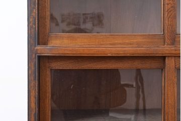 和製アンティーク　前面栓材　大正ロマンやレトロスタイルに合うガラス戸棚(収納棚、キャビネット)(R-047381)