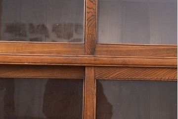 和製アンティーク　前面栓材　大正ロマンやレトロスタイルに合うガラス戸棚(収納棚、キャビネット)(R-047381)