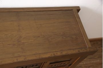 ビンテージ　民芸家具　総ヒノキ材製　1970年頃につくられた和の空間づくりにぴったりな収納棚(水屋箪笥、サイドボード、戸棚、ヴィンテージ)(R-047386)
