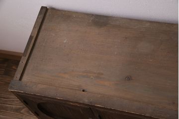 和製アンティーク　ガラスを入れて丸窓に!大正ロマン香る箪笥ローボード(収納棚)(R-047393)