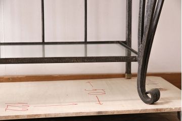 中古　イギリス家具　MAITLAND SMITH(メートランドスミス)　アンティーク風のデザインがお洒落なアイアンラック(飾り棚、シェルフ)(R-047396)