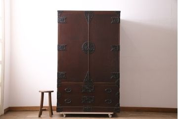 中古　岩谷堂箪笥をベースに使いやすく薄型リメイクする収納棚(本箱、キャビネット、上下バラ売り可能)(R-047398)
