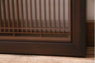 和製アンティーク　両面ガラス　細かな桟が品の良さを感じさせる欄間(明り取り、建具)(R-047400)