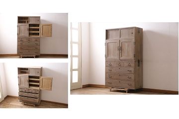 昭和レトロ　桐材　年月を重ねた味わい深さ漂う重ね箪笥(衣装箪笥、着物箪笥、整理箪笥、桐箪笥、桐たんす)(R-047401)