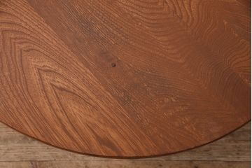 和製アンティーク　昭和初期　くっきりとした木目が趣溢れる栓材製のちゃぶ台(座卓、ローテーブル、折りたたみテーブル)(R-047410)