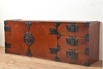 中古　民芸家具　岩谷堂箪笥　衣装盆付き　和モダンなお部屋にぴったりの箪笥サイドボード(ローボード、テレビ台)(R-047416)