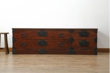 中古　民芸家具　岩谷堂箪笥　和モダンなリビングや寝室にぴったりの箪笥ローボード(リビングボード、テレビ台、テレビボード)(R-047417)