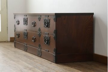 中古　民芸家具　岩谷堂箪笥　和モダンなリビングや寝室にぴったりの箪笥ローボード(リビングボード、テレビ台、テレビボード)(R-047417)