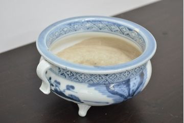江戸期　古伊万里　染付　線香立(仏具、香炉)(R-047424)