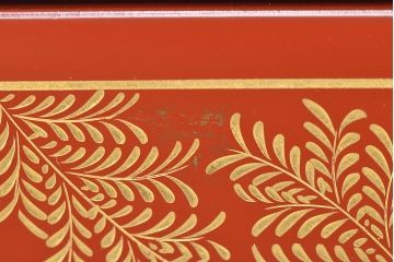 輪島塗　朱塗　信夫　沈金　木製二段重　/　奥田五右衛門　木製お盆(漆器)(R-047427)