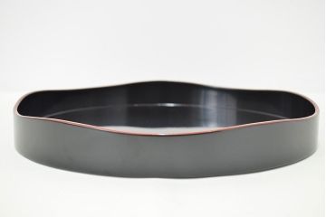 輪島塗　朱塗　信夫　沈金　木製二段重　/　奥田五右衛門　木製お盆(漆器)(R-047427)