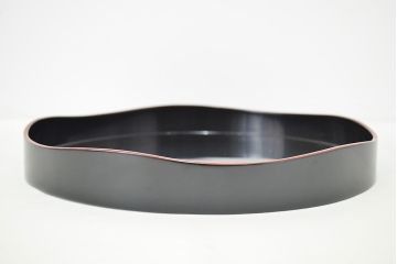 輪島塗　朱塗　信夫　沈金　木製二段重　/　奥田五右衛門　木製お盆(漆器)(R-047427)