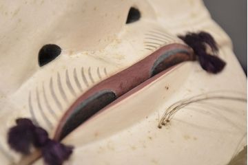 鐵秀作　木製翁面(木彫、彩色、能面、銀座和光)(R-047428)