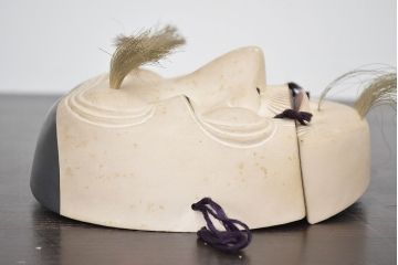 鐵秀作　木製翁面(木彫、彩色、能面、銀座和光)(R-047428)