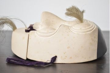 鐵秀作　木製翁面(木彫、彩色、能面、銀座和光)(R-047428)