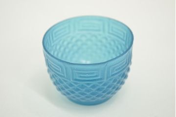 古い　霰雷文型吹きガラス盃(江戸ガラス、ギヤマン、ぎやまん)(R-047433)