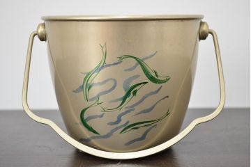 昭和レトロ　古い　アイスペール2点(アルミ、ガラス、日本製、アイスバスケット)(R-047440)