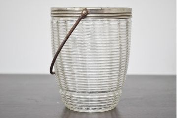 昭和レトロ　古い　アイスペール2点(アルミ、ガラス、日本製、アイスバスケット)(R-047440)