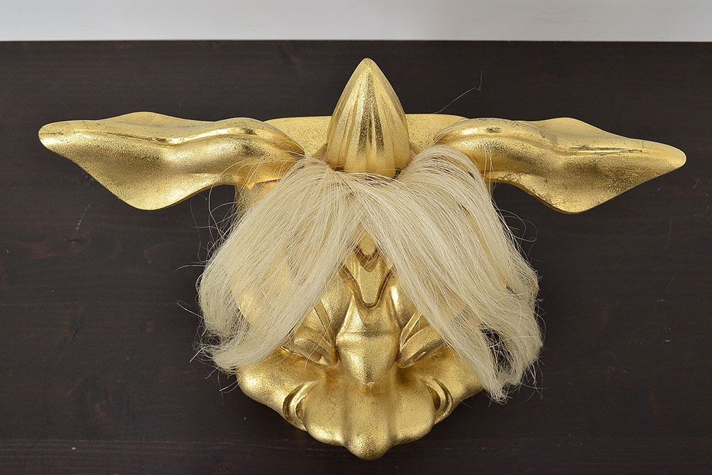 井波彫刻家　森田清一　木彫金獅子　共箱(彫刻、在銘、作家物)(R-047441)