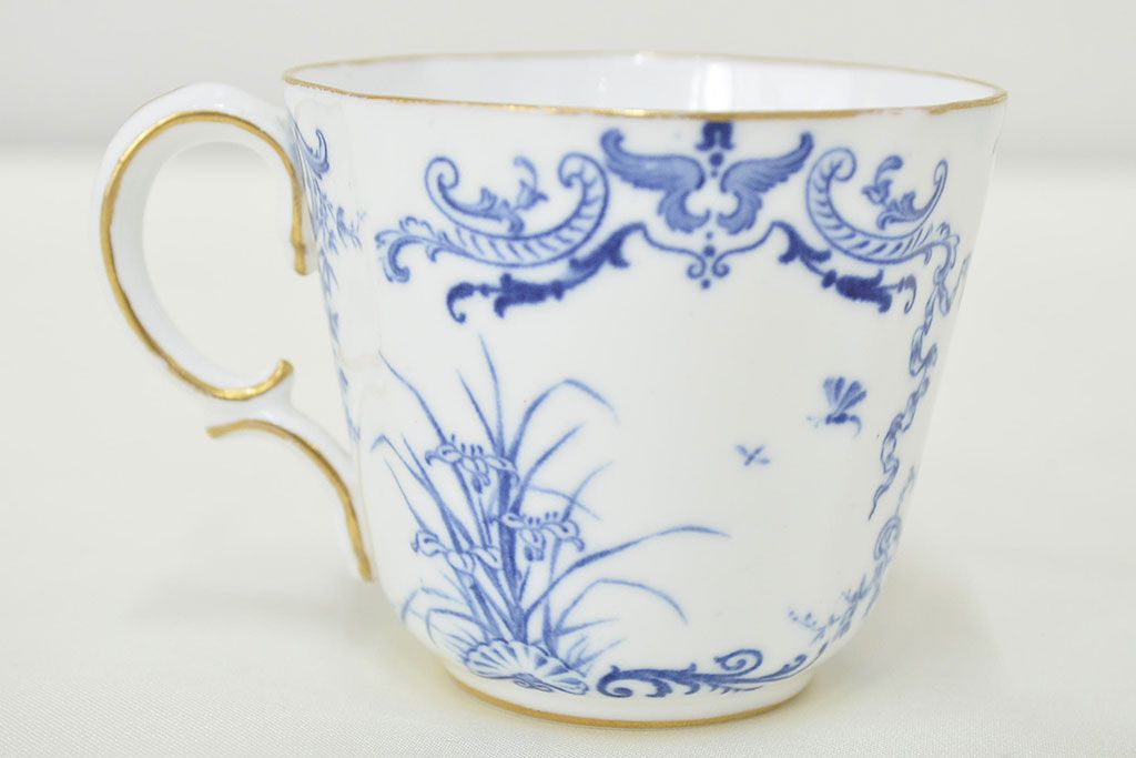 イギリス　1898年　ロイヤルクラウンダービー　印判花籠図　モカカップ&ソーサー(ROYAL CROWN DERBY、洋食器)(R-047442)