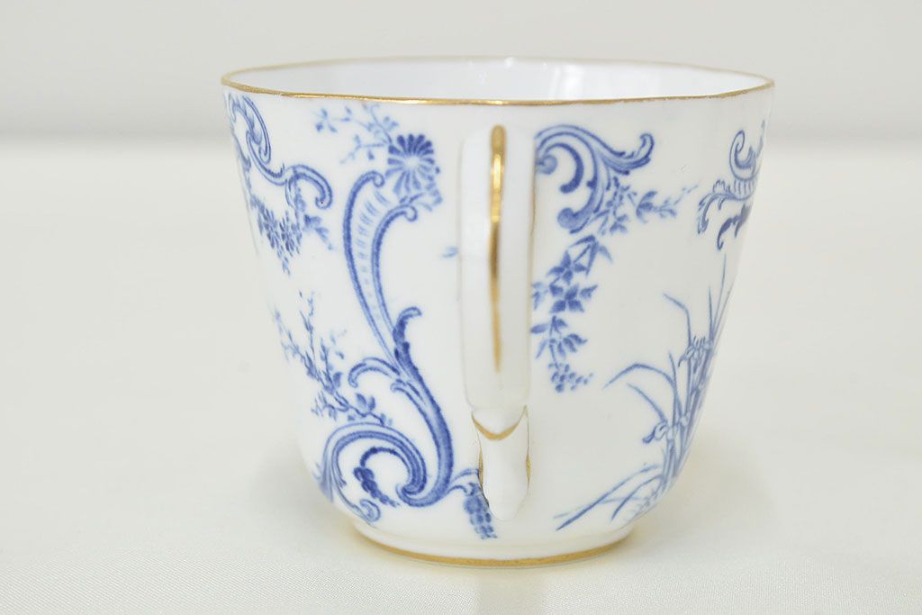 イギリス　1898年　ロイヤルクラウンダービー　印判花籠図　モカカップ&ソーサー(ROYAL CROWN DERBY、洋食器)(R-047442)