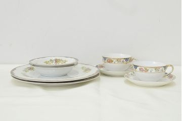 オールドノリタケ　カップ&ソーサー2客　KPM皿　大・小各2枚(洋食器、Noritake)(R-047444)