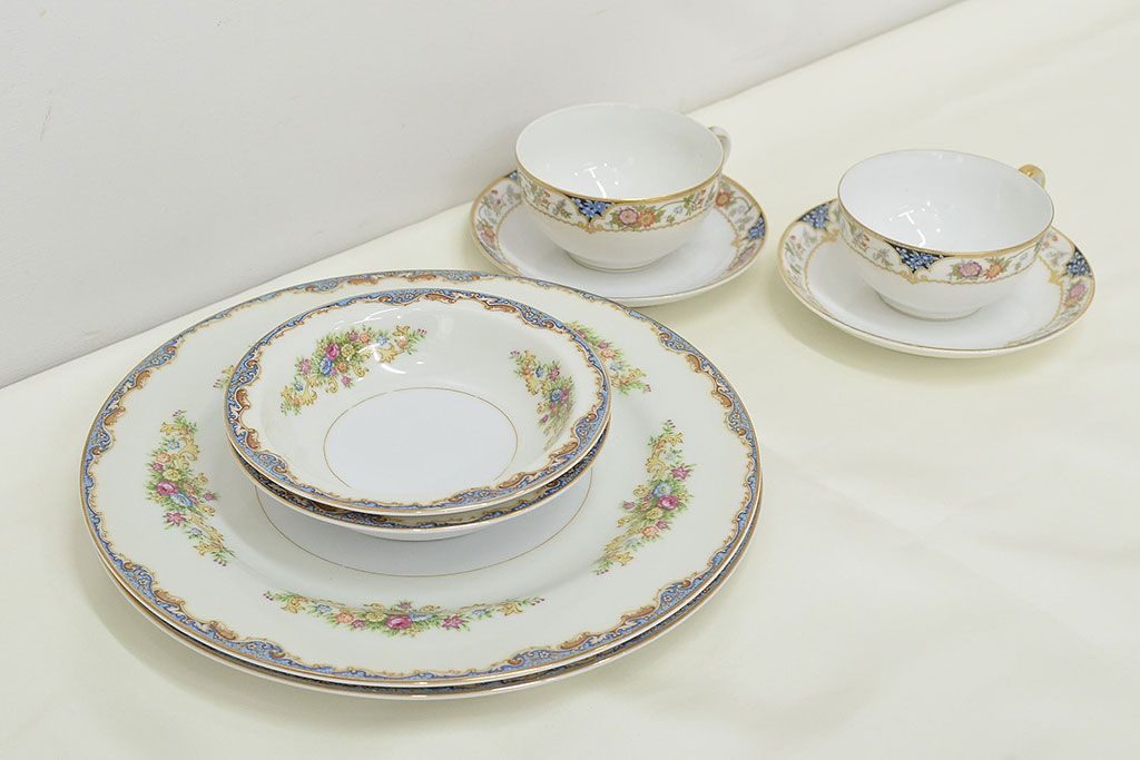 オールドノリタケ　カップ&ソーサー2客　KPM皿　大・小各2枚(洋食器、Noritake)(R-047444)