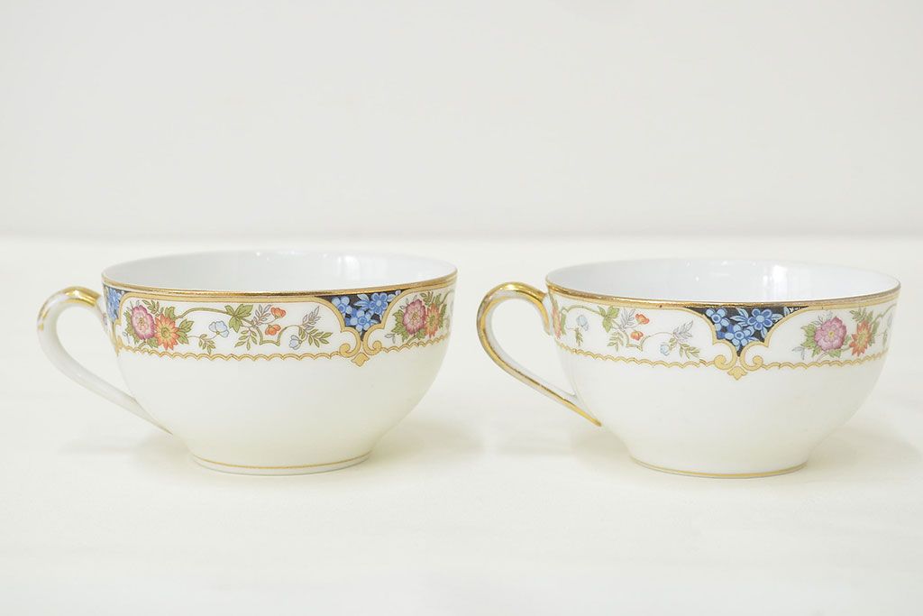 オールドノリタケ　カップ&ソーサー2客　KPM皿　大・小各2枚(洋食器、Noritake)(R-047444)