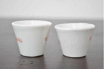 明治〜大正　古い雛道具　急須　湯呑　猪口8点(磁器、ミニチュア)(R-047446)