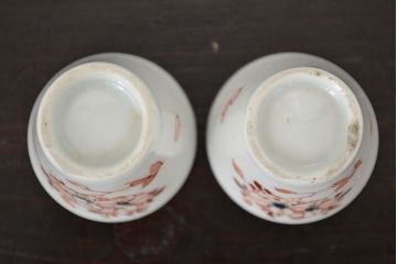 明治〜大正　古い雛道具　急須　湯呑　猪口8点(磁器、ミニチュア)(R-047446)