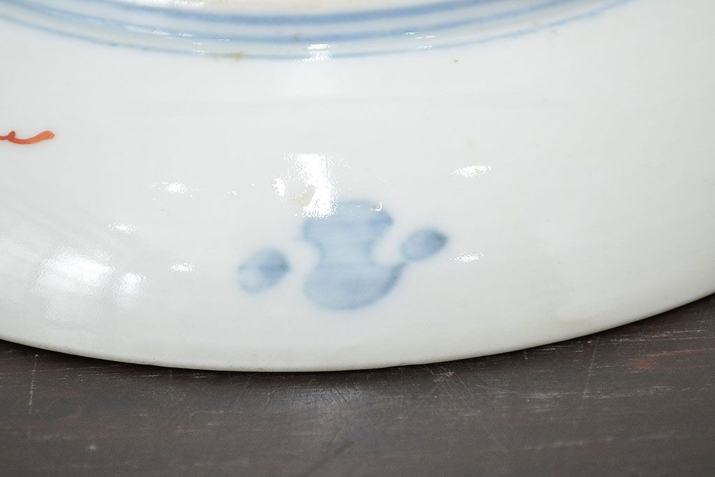 江戸幕末期　伊万里焼　唐草色絵　六寸皿2枚(中皿、和食器)(R-047451)